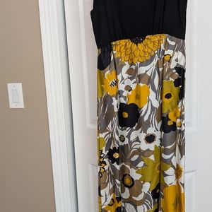 Floral Black and Yellow Maxi Dress